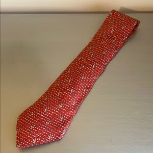 Hermès Red Silk Tie with Pattern